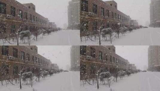 新疆小区大雪纷飞高清在线视频素材下载