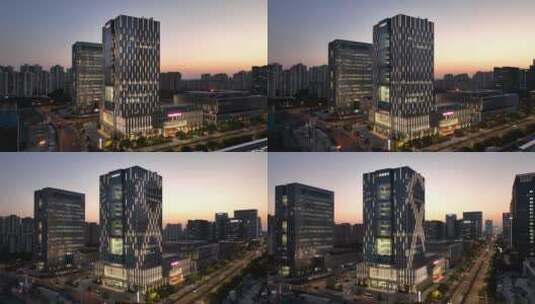 4K航拍浙商银行苏州分行园区新大楼高清夜景高清在线视频素材下载