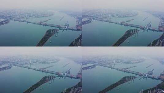 湖北宜昌葛洲坝航拍视频高清在线视频素材下载
