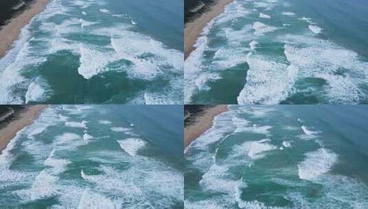海南省万宁市神州半岛阴天海岸线海浪航拍高清在线视频素材下载