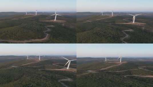 大山里的风力发电风光高清在线视频素材下载