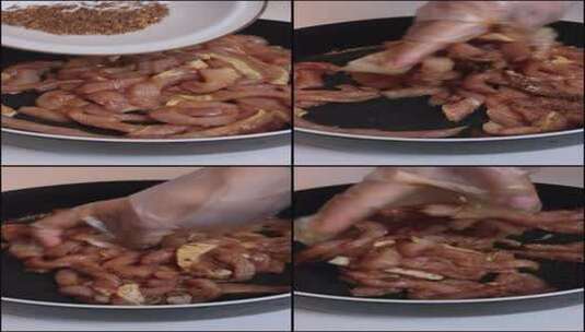 小酥肉腌肉加花椒高清在线视频素材下载