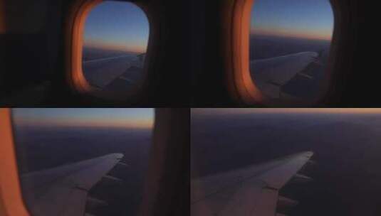 飞机窗口外唯美的夕阳高清在线视频素材下载