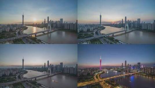 【4K】广州塔珠江新城日落延时高清在线视频素材下载