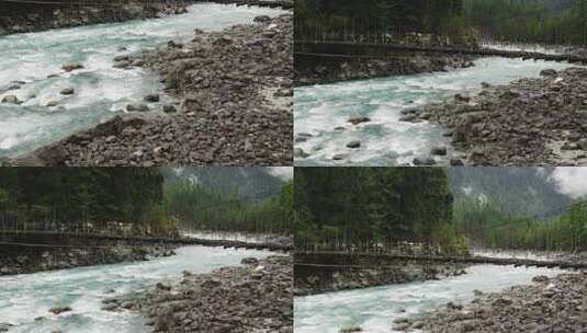 山谷河流冲击岩石高清在线视频素材下载