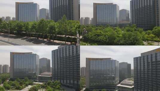 西安锦业路绿地西北总部都市之门3高清在线视频素材下载