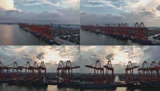 部湾港钦州港区码头航拍高清在线视频素材下载