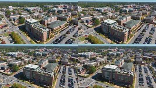 美国大学校园。教育建筑和宿舍的航拍镜头。阿拉巴马州奥本大学高清在线视频素材下载