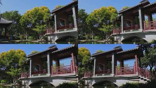 夏天中式建筑廊桥园林古风高清在线视频素材下载