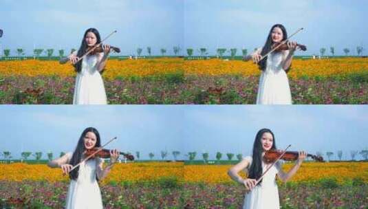 美女拉小提琴 小提琴高清在线视频素材下载