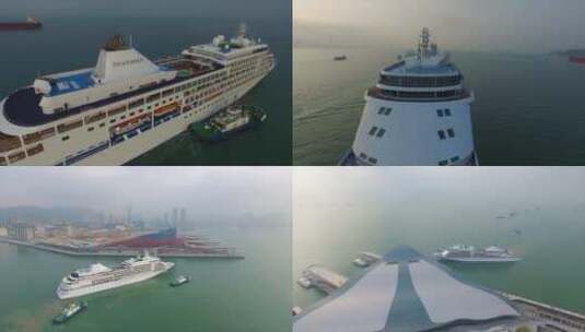 深圳蛇口邮轮航拍11个片段高清在线视频素材下载