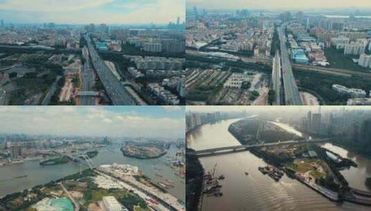 广州城市交通多地点航拍高清在线视频素材下载