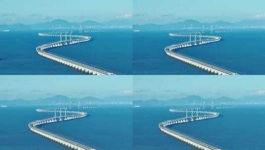 4K港珠澳大桥蜿蜒海上巨龙航拍高清在线视频素材下载