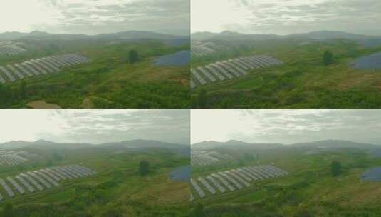 航拍遍布山野的太阳能电板发电站高清在线视频素材下载