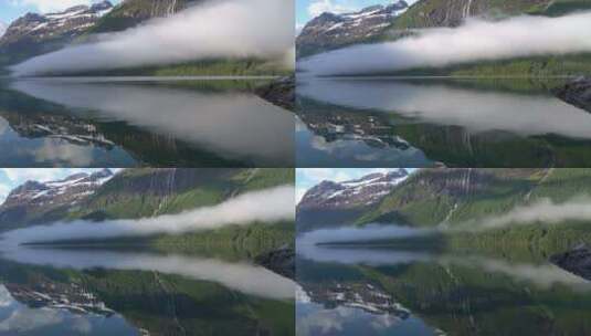 云朵在平静的湖面上跳舞的时间流逝高清在线视频素材下载