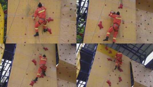 消防攀岩训练高清在线视频素材下载