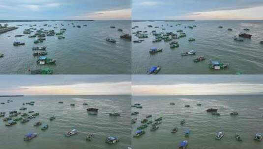 4k航拍湛江遂溪乐民海边小渔村海岸线日落高清在线视频素材下载