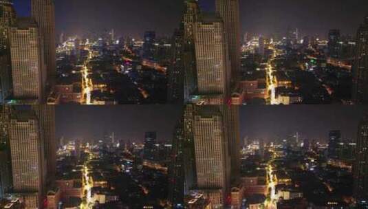 天津城市夜景灯光航拍高清在线视频素材下载
