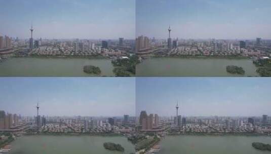 天津天塔地标建筑航拍高清在线视频素材下载