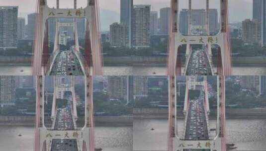 南昌八一大桥航拍高清在线视频素材下载