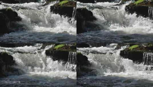 自然山水，上中河流，溪流瀑布高清在线视频素材下载