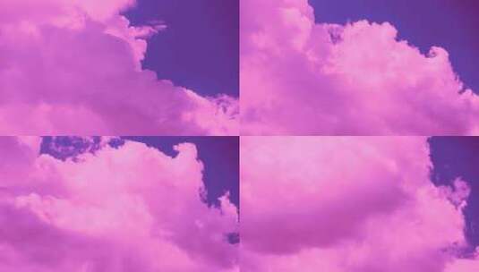 Timelapse Timelapse明亮色调的粉红色天空与白色蓬松的云的Timelapse高清在线视频素材下载