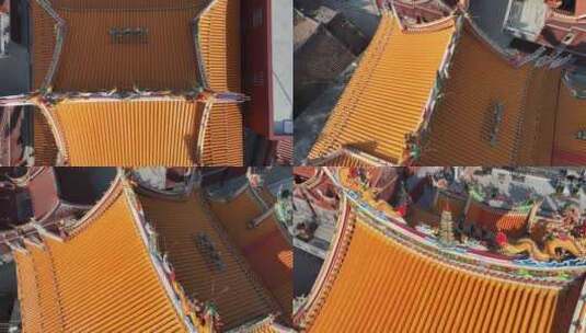 石狮寺庙建筑航拍高清在线视频素材下载