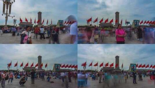 北京天安门广场人民英雄纪念碑大范围延时高清在线视频素材下载
