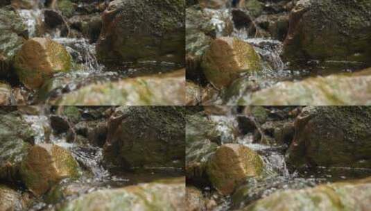 湍急山泉水小溪升格慢镜头慢动作高清在线视频素材下载