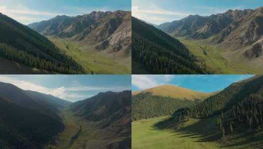 新疆航拍穿过云层山脉草原震撼风景4K大片高清在线视频素材下载
