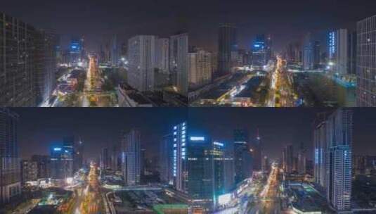 佛山禅城季华六路恒福国际中心夜晚城市延时高清在线视频素材下载