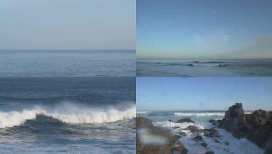 大海海岸海浪拍打礁石浪花海边海洋潮汐高清在线视频素材下载