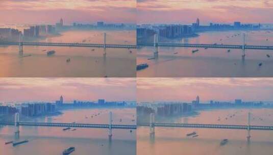芜湖长江大桥三桥航拍延时摄影高清在线视频素材下载