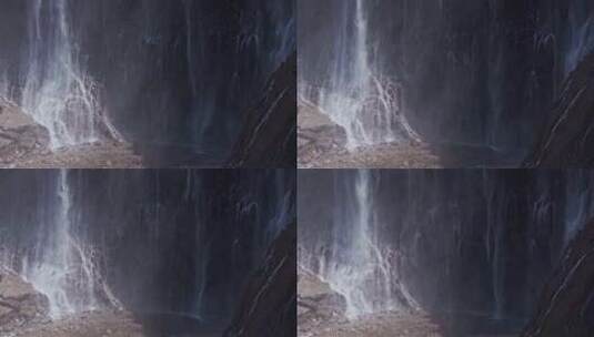 瀑布激烈的水流冲击岩石高清在线视频素材下载