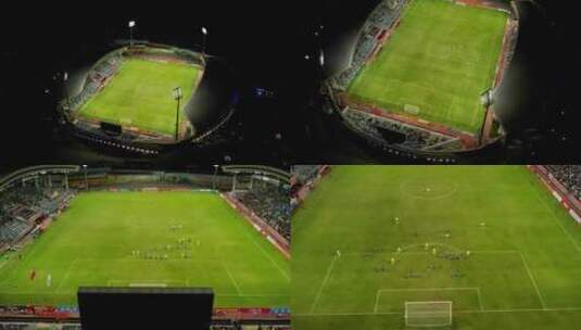 夜晚足球比赛航拍高清在线视频素材下载