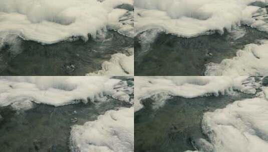 河边冰雪融化高清在线视频素材下载