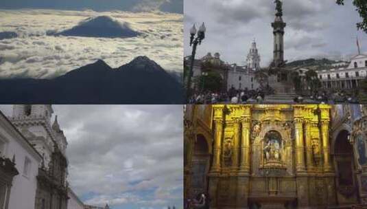 厄瓜多尔基多建筑教堂旅游风光高清在线视频素材下载
