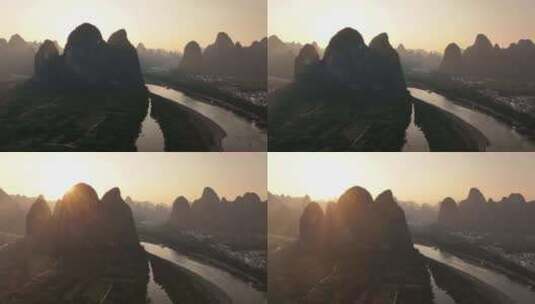 桂林山水喀斯特地貌风光高清在线视频素材下载