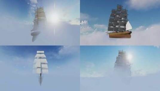 古代帆船大海航行高清在线视频素材下载