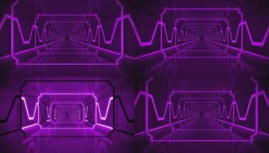 紫色数字霓虹灯隧道4K高清在线视频素材下载