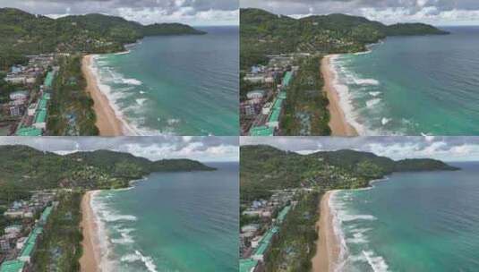 航拍泰国普吉岛卡塔海滩夏季海滨风光高清在线视频素材下载