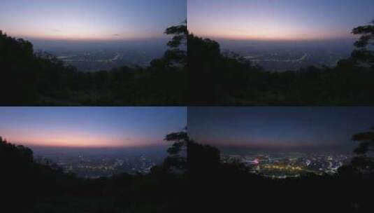 傍晚山顶俯瞰福州市区华灯初上高清在线视频素材下载