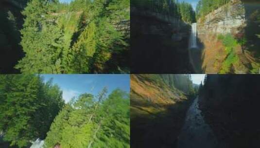 用FPV无人机拍摄布兰迪温瀑布的不寻常鸟高清在线视频素材下载