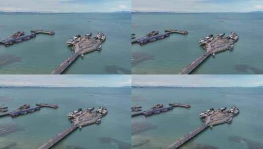 泰国苏梅岛那通港口码头轮船海滨风光高清在线视频素材下载