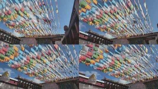 西藏寺庙的经幡高清在线视频素材下载