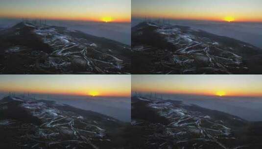 湖北利川齐岳山日落时刻雪后美景高清在线视频素材下载