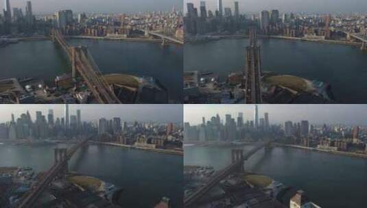 航拍纽约大桥高清在线视频素材下载