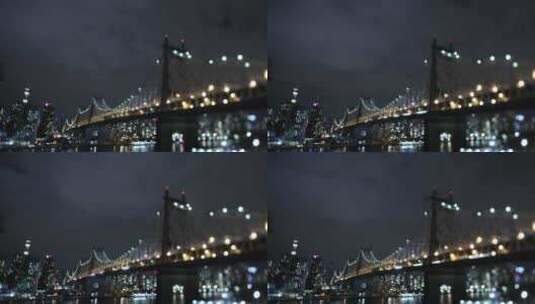 纽约大桥夜景高清在线视频素材下载