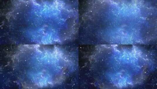 飞过蓝色星云和星系。许多恒星群经过。高清在线视频素材下载