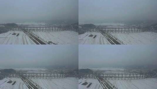 4K航拍北方雪景农村高清在线视频素材下载